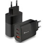 NGS BUD65W Cargador de Pared GaN 65W con 2 USB-C y 1 USB-A, Negro